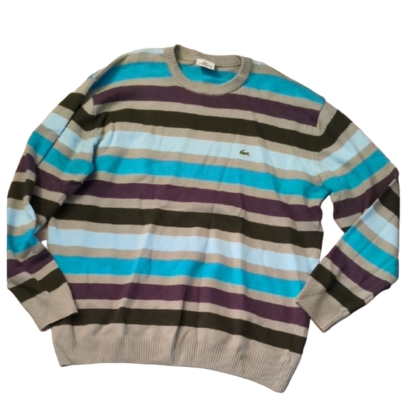 Lacoste Striped Wool Blend Sweater Size 8 - Picture 1 of 7